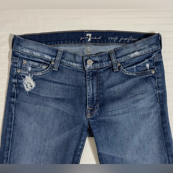 7 For All Mankind Josefina Crop Skinny Boyfriend Jeans Distressed Size 27 - Picture 4 of 14